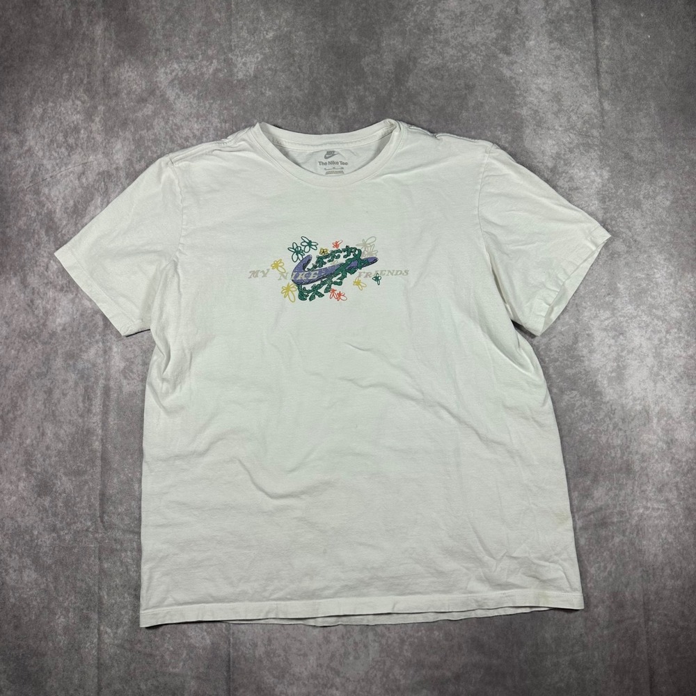 Nike‎ My Nike Friends Doodle Graphic Tee White Mens XL Just Do It Athletic Shirt